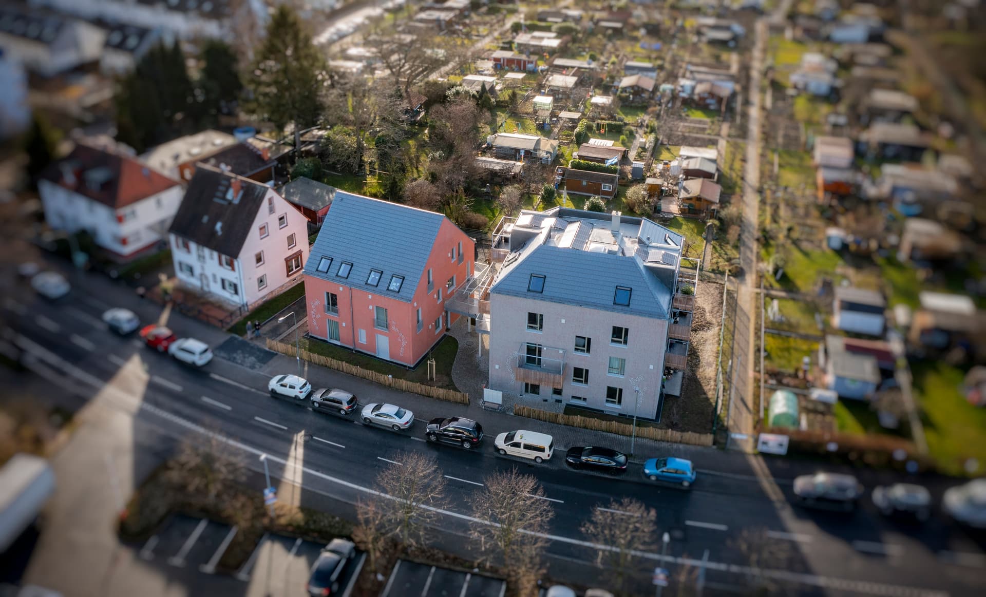 Luftaufnahme des Wohnprojekts Doppelpunkt Unterliederbach